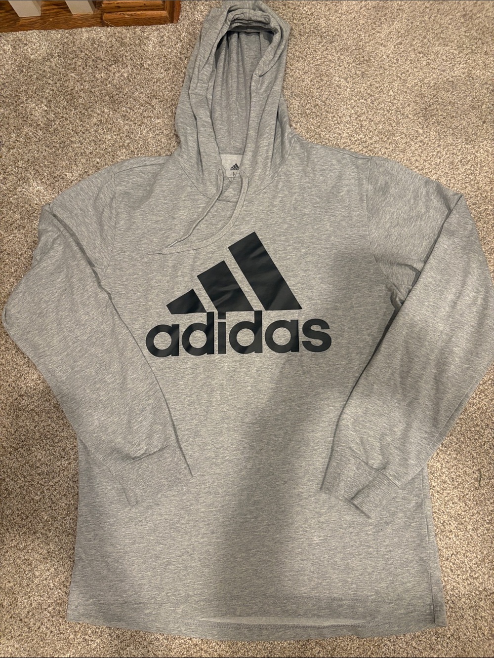 adidas Light Gray Hoodie with Black Logo